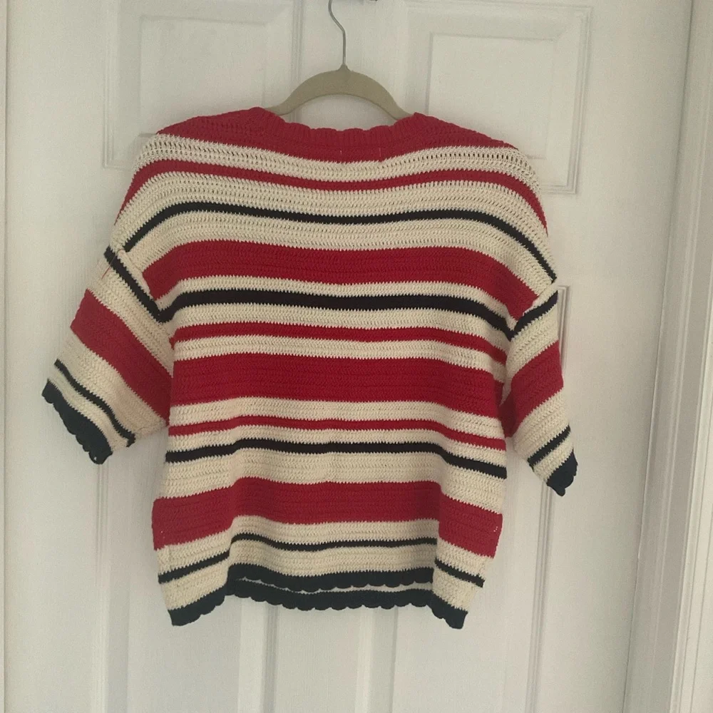 NWT Universal Thread Red/Navy Striped Crewneck Knit Pullover Sweater Size Large - Picture 5 of 7